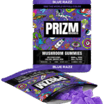 PRIZM Blue Razz mushroom gummies bag