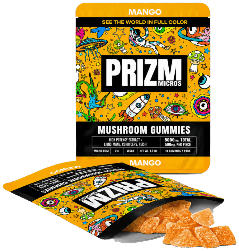 PRIZM Mango mushroom gummies bag